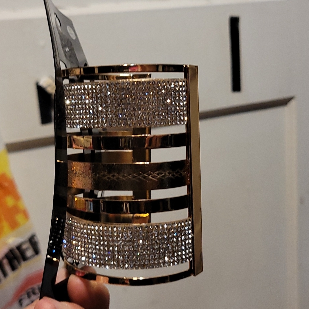 BEBE Gold cuff bracelet with cubic zirconi on it - Picture 3 of 9